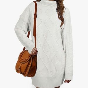 oversized pullover turtleneck sweater dress